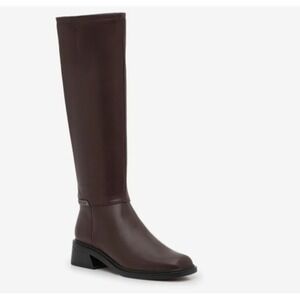 Franco Sarto Size 7.5 GERALYN Knee High Boots NEW Square Toe Brown Faux Leather